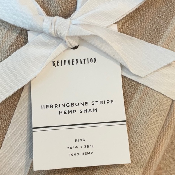 NWT REJUVENATION Herringbone Stripe Hemp King Duvet & 2 King Shams - Picture 7 of 8